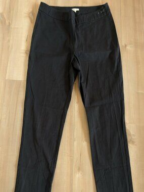 Eileen Fisher Black Cotton Stretch Straight Leg Ankle Zip Pants